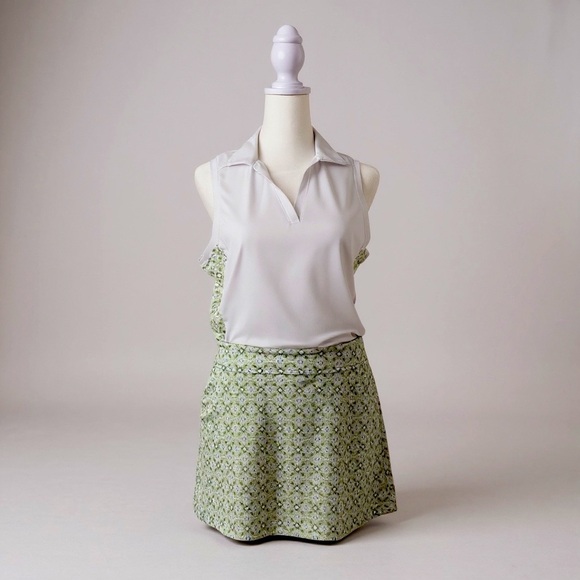 PGA Tour Ladies 2-Piece Golf Set Sleeveless Polo Top M & Skort S White & Green - Picture 14 of 16